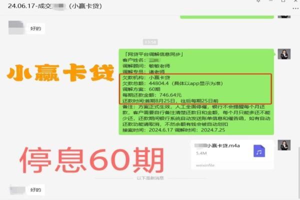 案例分析：小赢卡贷欠4.4万停息分60期还款